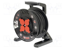 Extension lead; reel,with non-rotating sockets; Sockets: 4; 40m