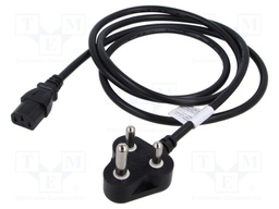 Cable; 3x1mm2; IEC C13 female,IS 1293 (M) plug; PVC; 3m; black