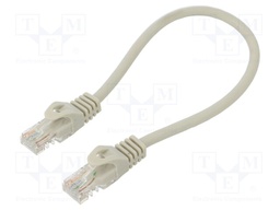 Patch cord; U/UTP; 6; stranded; Cu; PVC; grey; 0.25m; 26AWG