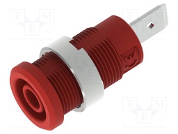 Socket; 4mm banana; 36A; 1kV; red; nickel plated; on panel,screw