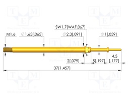 Test needle; Spring compression: 4mm; 5mm; 5A; CuBe; gold-plated