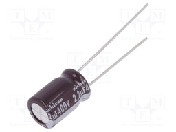 Capacitor: electrolytic; THT; 2.2uF; 400VDC; Ø8x11.5mm; ±20%
