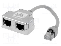 Splitter; Cat: 5e; cross,shielded; RJ45 socket x2,RJ45 plug