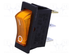 ROCKER; SPST; Pos: 2; OFF-ON; 10A/250VAC; yellow; neon lamp 250V
