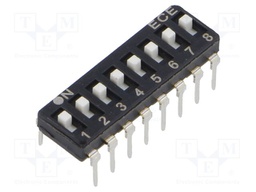 Switch: DIP-SWITCH; Poles number: 8; OFF-ON; 0.025A/24VDC; Pos: 2/8