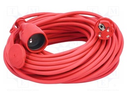 Extension lead; 3G1.5mm2; Sockets: 1; PVC; red; 25m; 16A