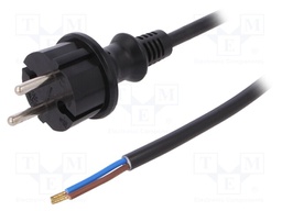 Cable; CEE 7/17 (C) plug,wires; 4m; black; PVC; 2x1,5mm2; 16A; 250V