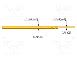 Test needle; Spring compression: 4.3mm; 6.35mm; CuBe; gold-plated