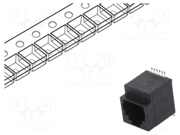 Socket; RJ12; PIN: 6; Cat: 5; Layout: 6p6c; SMT; vertical