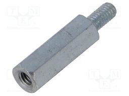 Screwed spacer sleeve; 20mm; Int.thread: M4; Ext.thread: M4