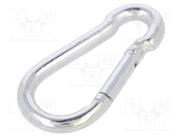 Snap hook; steel; for rope; 50mm; zinc; Size: 5mm