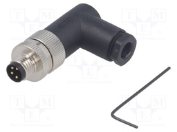 Connector: M8; male; PIN: 4; angled 90°; unshielded; for cable; plug