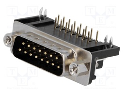 D-Sub; PIN: 15; socket; male; 9,4mm standard; Locking: screws; THT