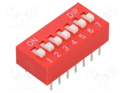 Switch: DIP-SWITCH; Poles number: 7; OFF-ON; 0.025A/24VDC; Pos: 2/7