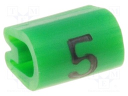 Markers for cables and wires; Label symbol: 5; 2.9÷4.7mm; PVC