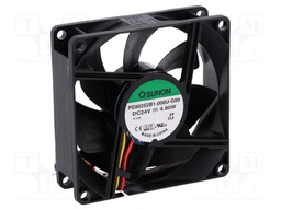 Fan: DC; axial; 24VDC; 80x80x25mm; 101.94m3/h; 47.5dBA; Out: F type