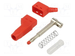 Plug; 4mm banana; 19A; 30VAC; 60VDC; red; 1mm2; on cable