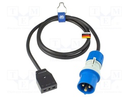 Extension lead; 3G1.5mm2; Sockets: 1; rubber; black; 1.5m; 16A