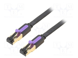 Patch cord; U/FTP; 7; stranded; Cu; PVC; black; Len: 1.5m; 30AWG
