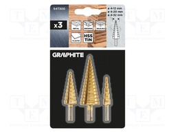 Drill set; step,conical; Ø: 4÷12mm,4÷20mm,4÷32mm; 3pcs.