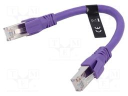 Patch cord; S/FTP; 6a; stranded; OFC; PVC; violet; 0.3m; 26AWG