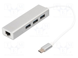 Hub USB; RJ45 socket,USB A socket x3,USB C plug; USB 3.0; PnP