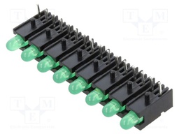 LED; in housing; 2.8mm; No.of diodes: 8; green; 20mA; 40°; λd: 568nm