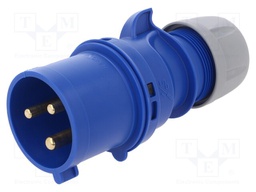 Connector: AC supply; plug; male; 32A; 230VAC; IEC 60309; IP44
