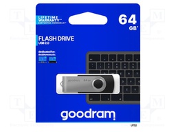 Pendrive; USB 2.0; 64GB; Read: 20MB/s; Write: 5MB/s; Colour: black