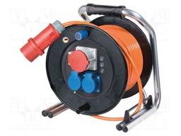 Extension lead; 5G1.5mm2; Sockets: 3; rubber; orange; 40m; 16A