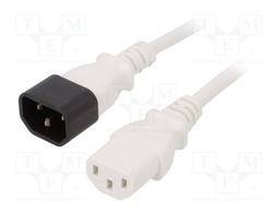 Cable; 3x0.75mm2; IEC C13 female,IEC C14 male; PVC; 1.8m; white
