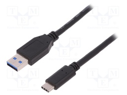 Cable; USB 2.0; USB A plug,USB C plug; nickel plated; 1m; black