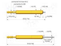 Test needle; Spring compression: 6mm; 10mm; 10A; steel; Ø: 1.3mm