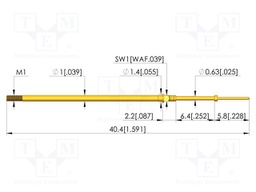 Test needle; Spring compression: 4.3mm; 6.35mm; 3A; CuBe; Ø: 0.4mm