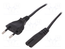 Cable; CEE 7/16 (C) plug,IEC C7 female; 1.8m; Sockets: 1; black