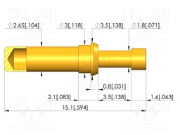 Test needle; Spring compression: 2.8mm; 3.5mm; 5A; brass; Ø: 2.3mm