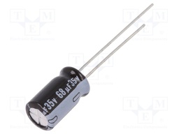Capacitor: electrolytic; THT; 68uF; 35VDC; Ø6.3x11mm; Pitch: 2.5mm