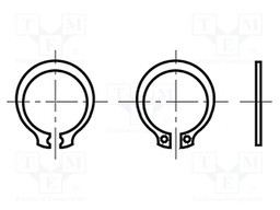 Protective ring; spring steel; Shaft dia: 7.6mm; BN: 818; D: 0.8mm