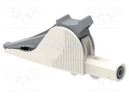 Crocodile clip; 36A; white; Grip capac: max.40mm; Socket size: 4mm