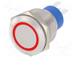 Switch: vandal resistant; Pos: 2; SPST; 3A/250VAC; OFF-(ON); red