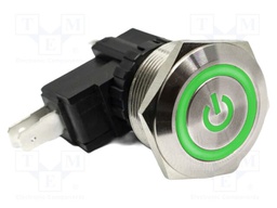 Switch: vandal resistant; SPDT; 15A/250VAC; IP67; ON-ON; green; 12V