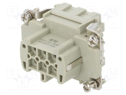 Connector: HDC; female; HE; PIN: 6; 6+PE; size 3; 16A; 500V; for cable