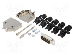 D-Sub; PIN: 15; plug; male; shielded; soldering; for cable; black