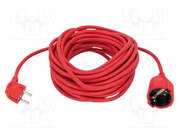Extension lead; 3G1.5mm2; Sockets: 1; PVC; red; 50m; 16A