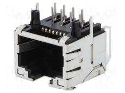 Socket; RJ45; PIN: 8; Cat: 5; gold-plated; Layout: 8p8c; THT; on PCBs