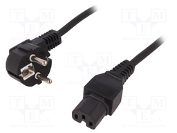 Cable; CEE 7/7 (E/F) plug,IEC C15 female; 1.8m; black; 2.5A; 250V