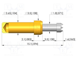 Test needle; Spring compression: 2.8mm; 3.5mm; 5A; CuBe; Ø: 2.3mm