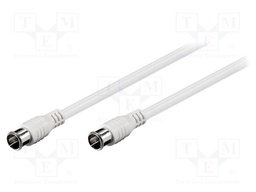 Cable; 75Ω; 1.5m; F plug "quick",both sides; white