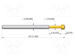Test needle; Spring compression: 4.4mm; 6.35mm; 27A; CuBe; plug-in