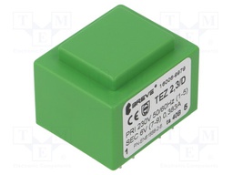 Transformer: encapsulated; 2.3VA; 230VAC; 6V; 383mA; Mounting: PCB